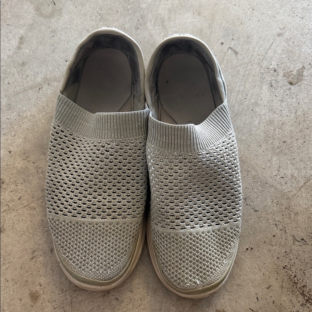 Gray Slip-On Knit Sneakers memory foam